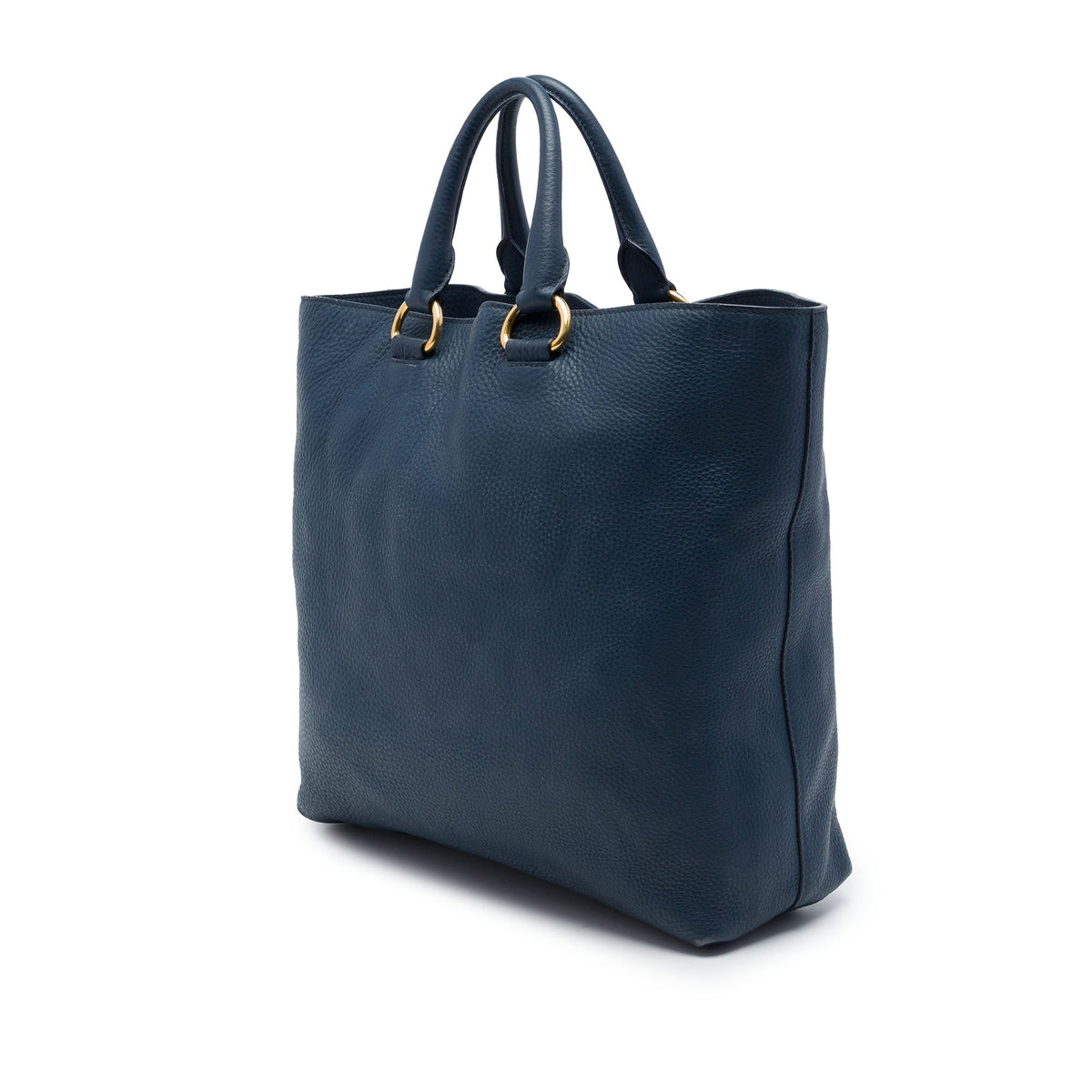 Prada Vitello Daino Open Convertible Tote — Blue