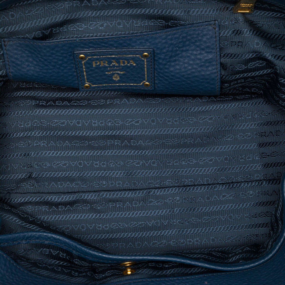 Prada Vitello Daino Open Convertible Tote — Blue