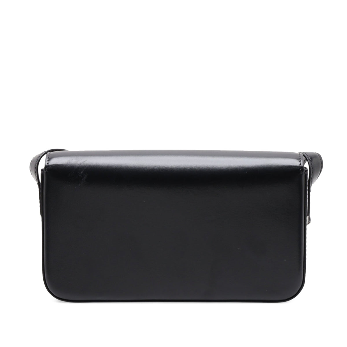 Celine Shiny Calfskin Triomphe Claude Shoulder Bag — Black