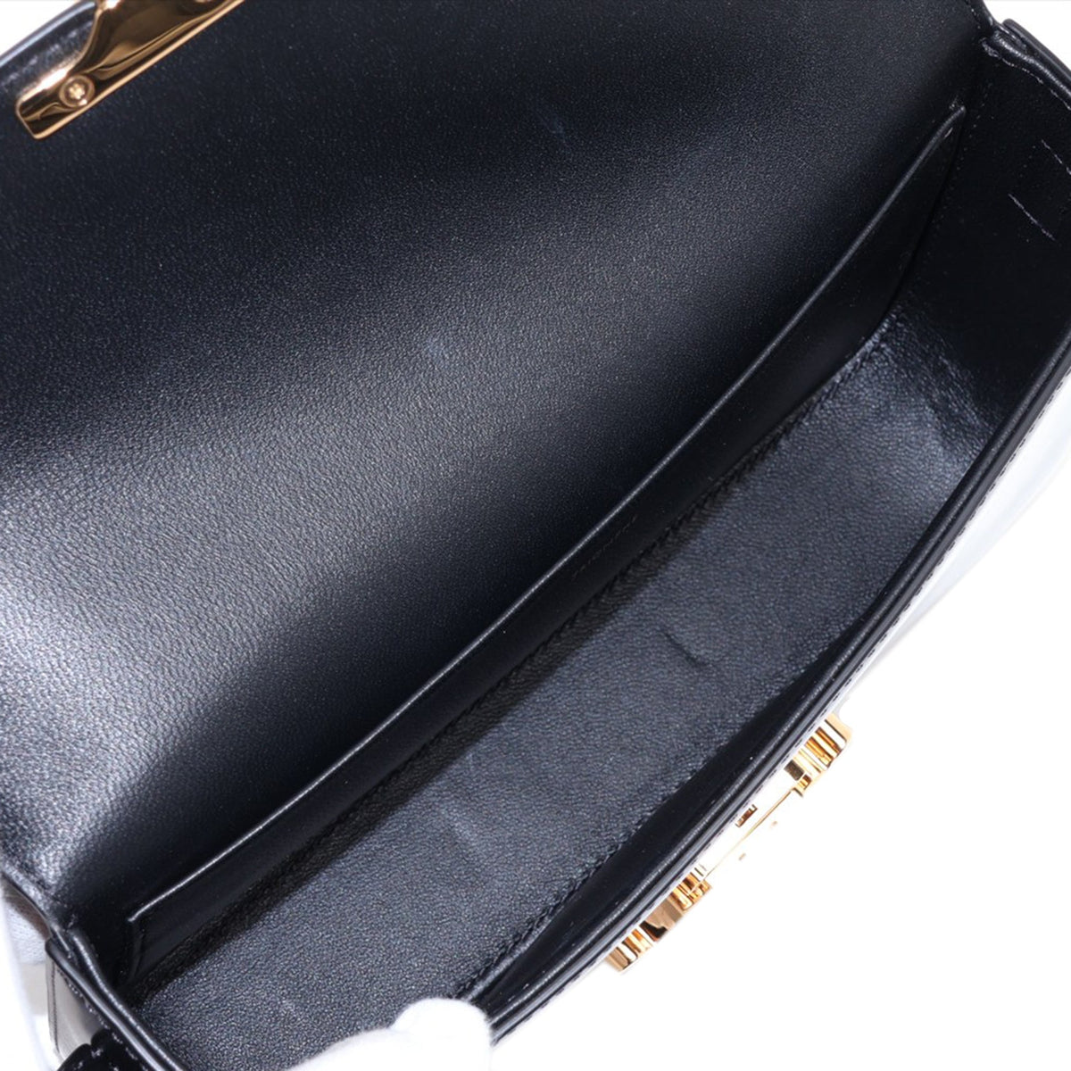 Celine Shiny Calfskin Triomphe Claude Shoulder Bag — Black