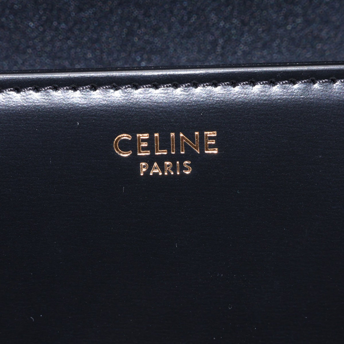 Celine Shiny Calfskin Triomphe Claude Shoulder Bag — Black