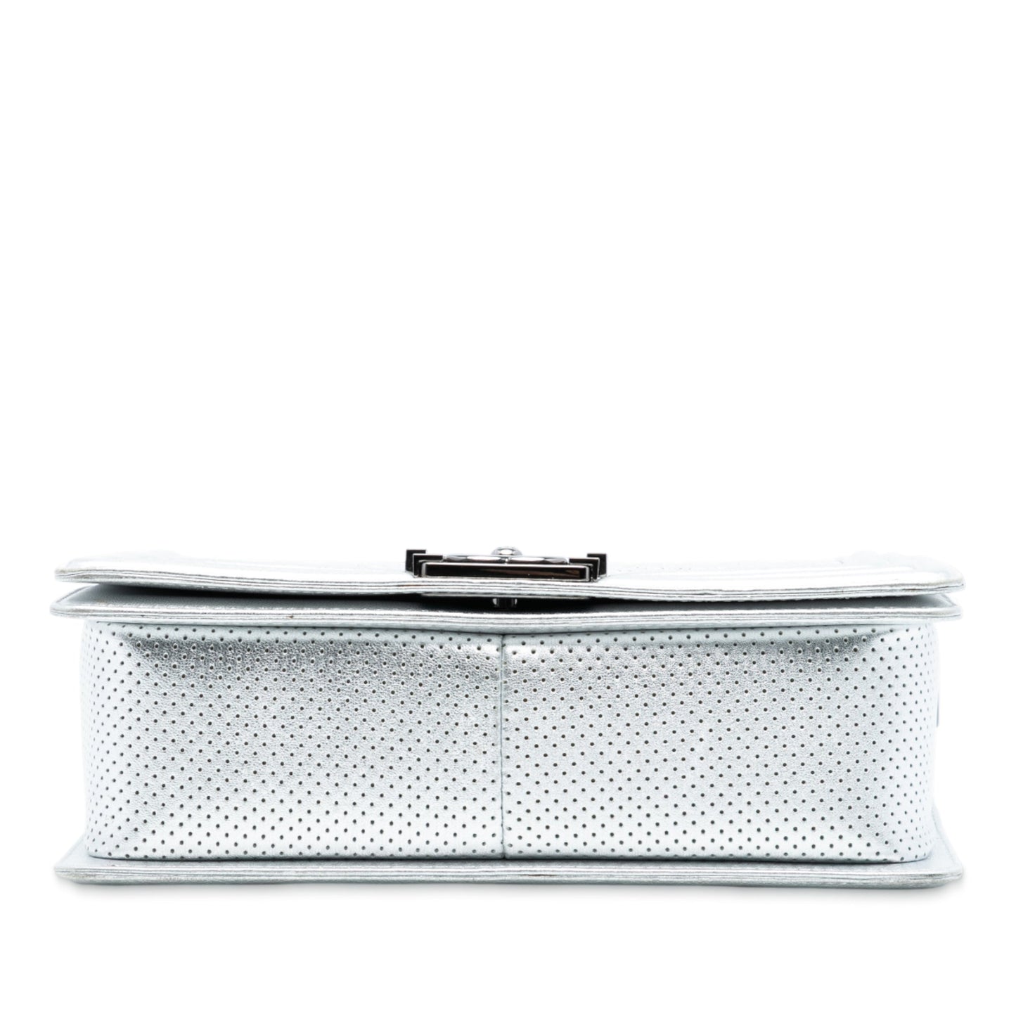 Chanel Old Medium Quilted Perforated Metallic Lambskin Boy Flap