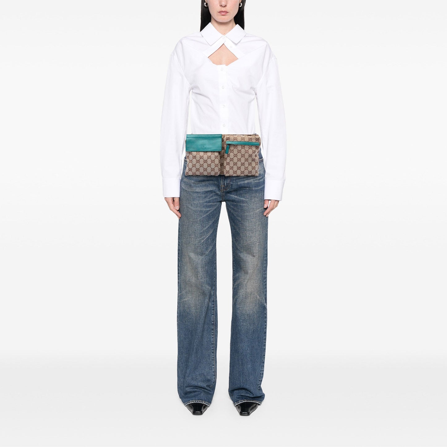 Gucci GG Canvas Web Double Pocket Belt Bag