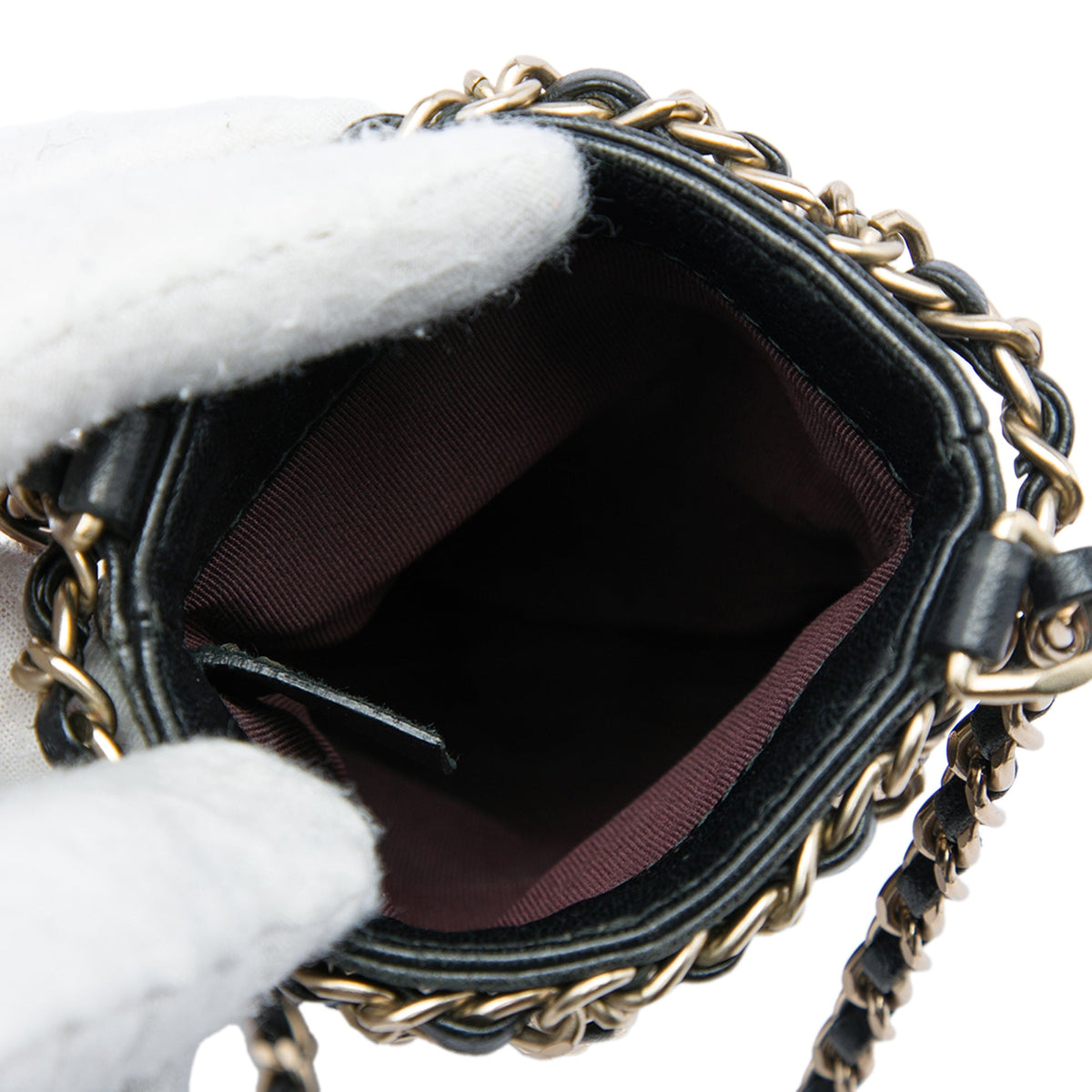 Chanel Lambskin Tech Me Out Clutch With Chain