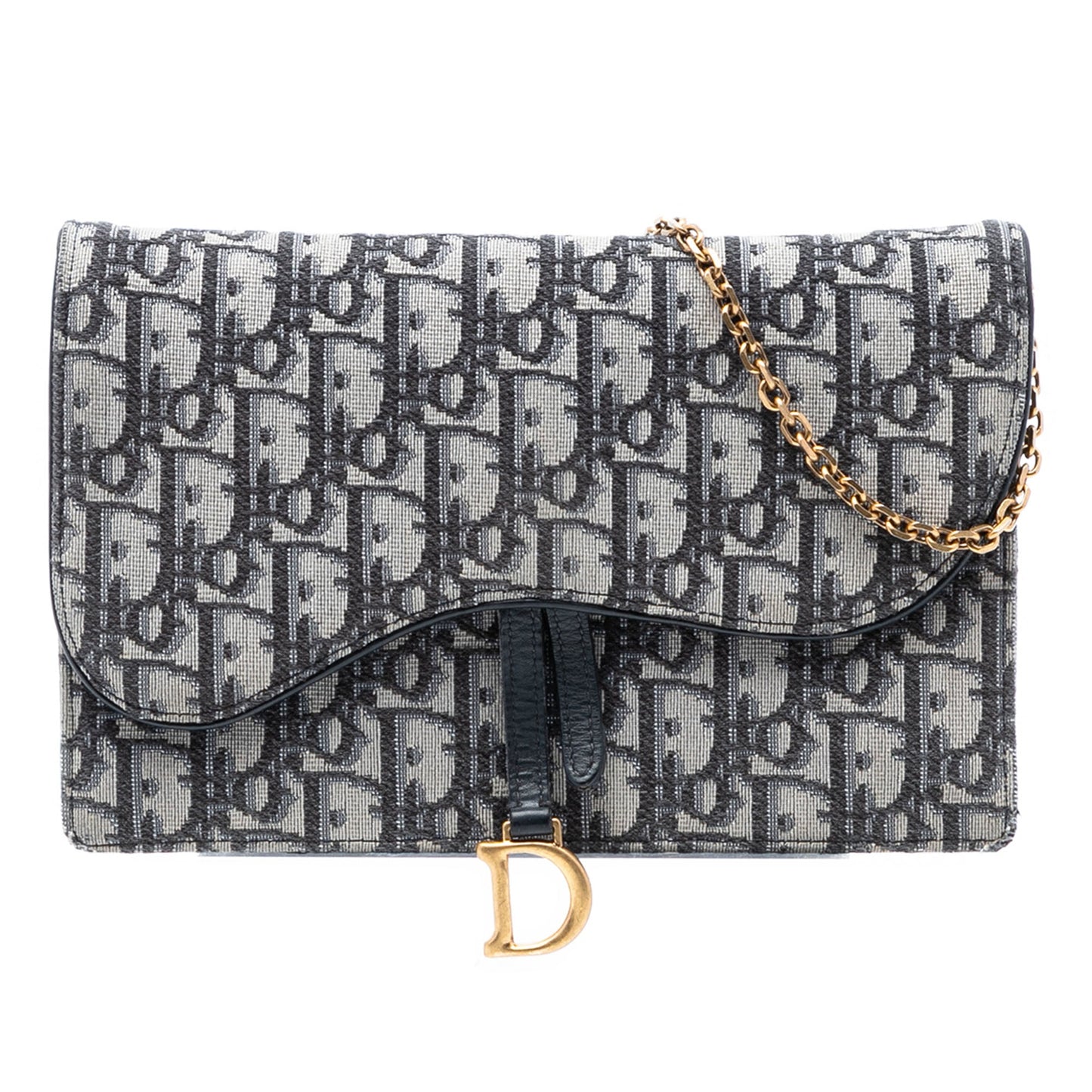 Oblique Canvas Saddle Pouch Wallet on Chain