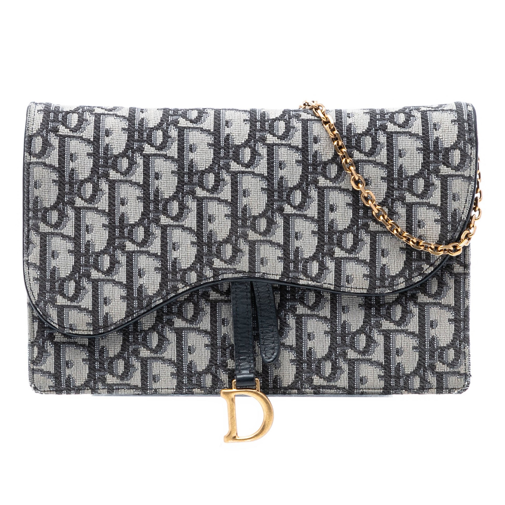 Oblique Canvas Saddle Pouch Wallet on Chain