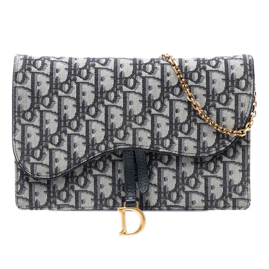 Oblique Canvas Saddle Pouch Wallet on Chain
