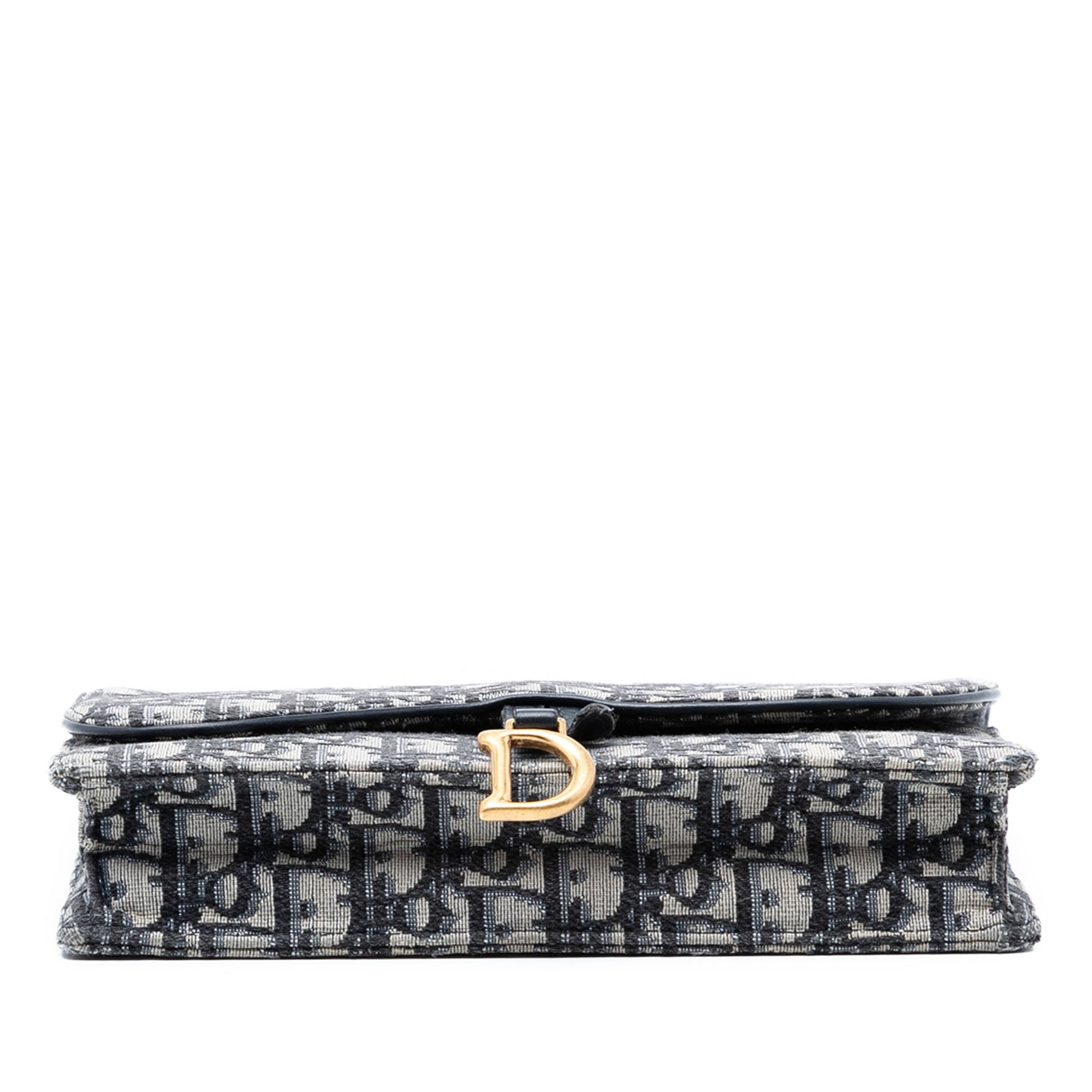 Oblique Canvas Saddle Pouch Wallet on Chain
