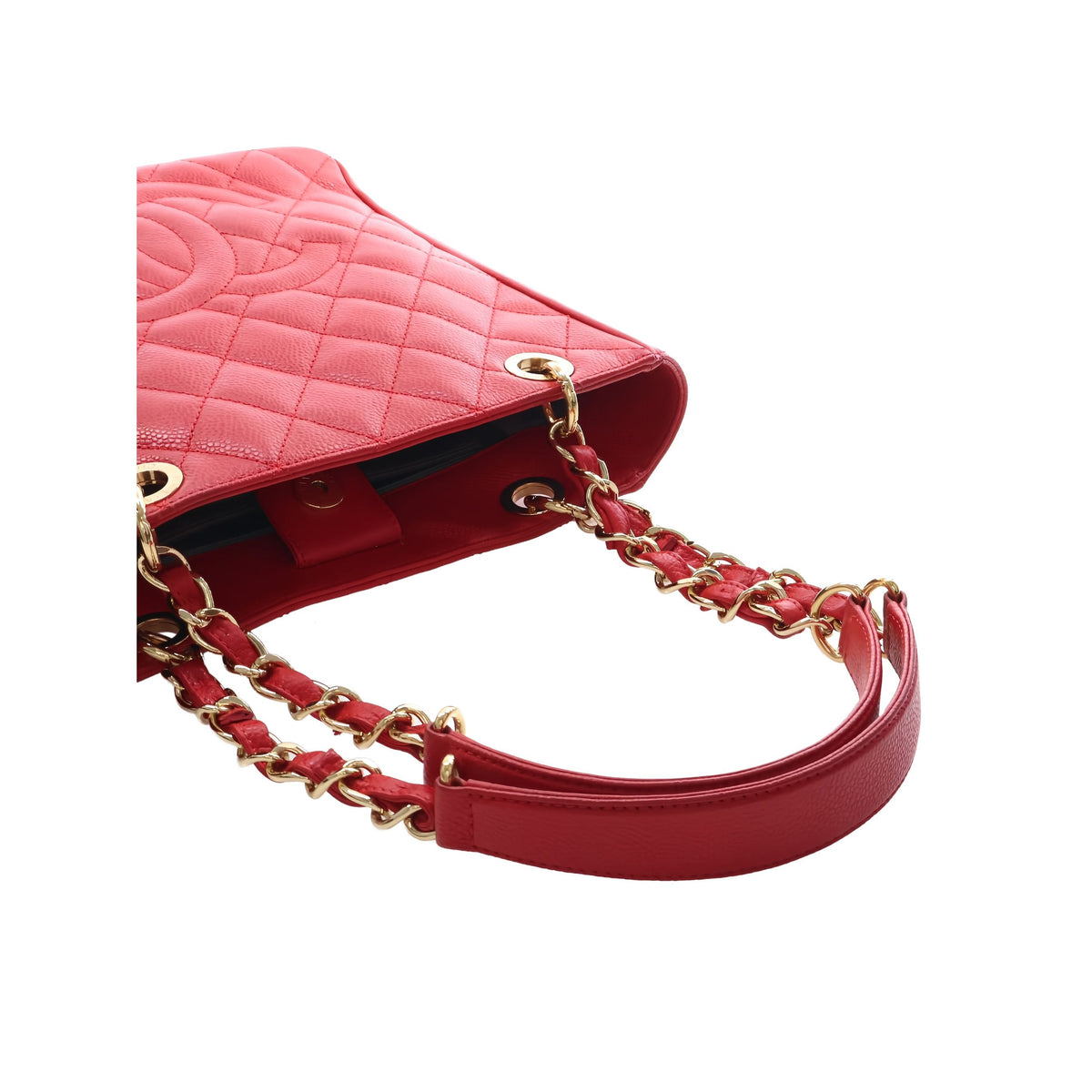 Chanel Caviar Petite Shopping Tote — Red