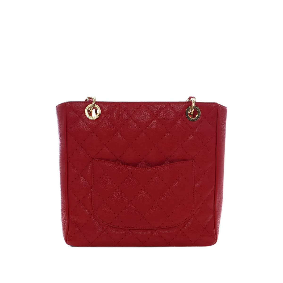 Chanel Caviar Petite Shopping Tote — Red