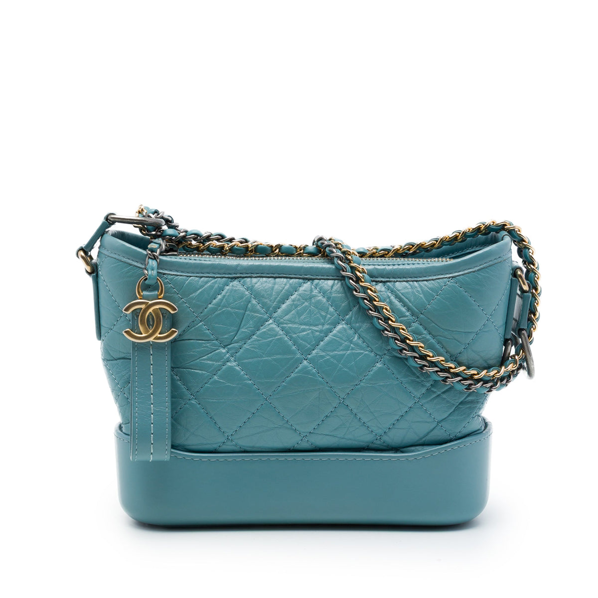 Chanel Small Quilted Aged Calfskin Gabrielle Hobo — Blue