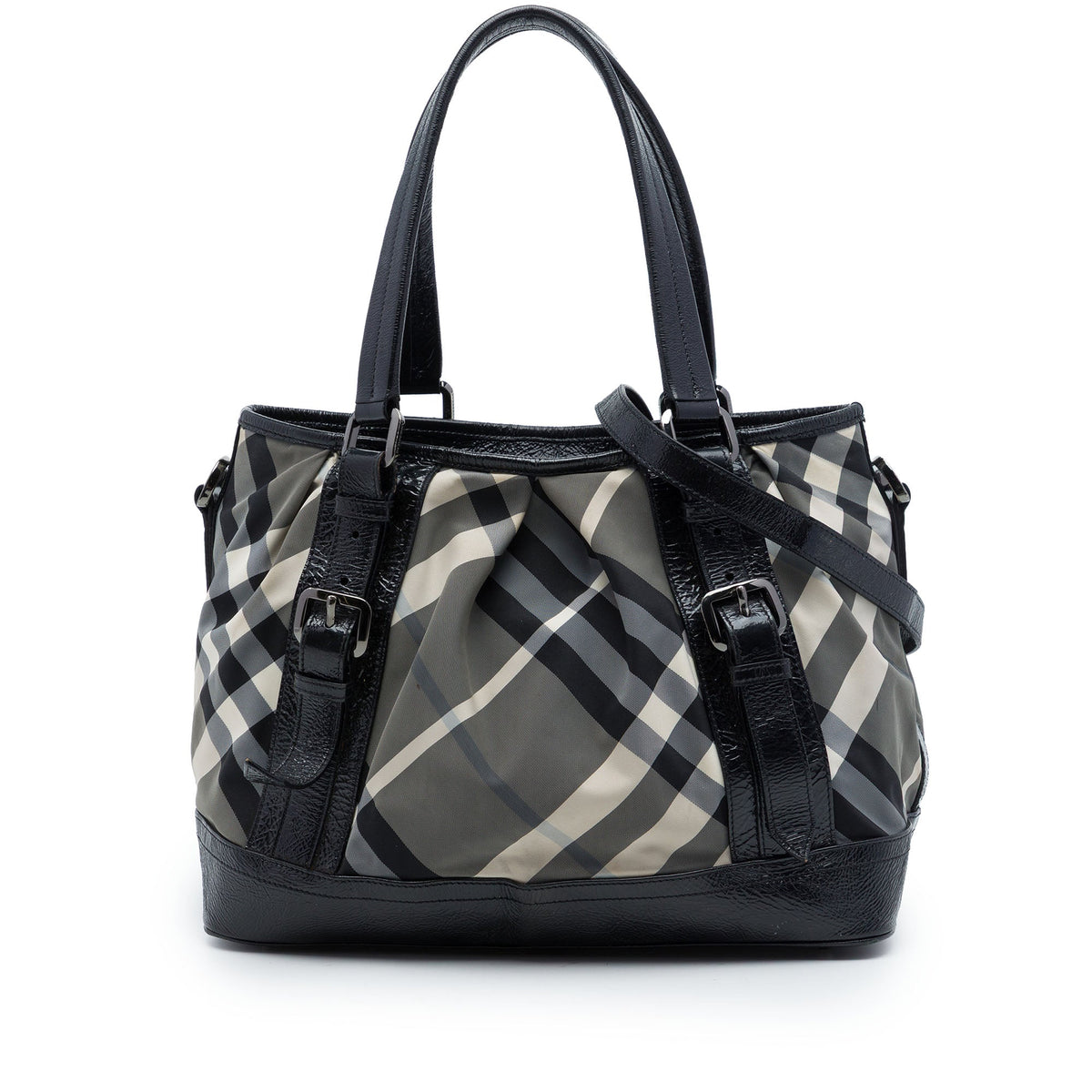 Burberry Medium Beat Check Nylon Lowry Satchel