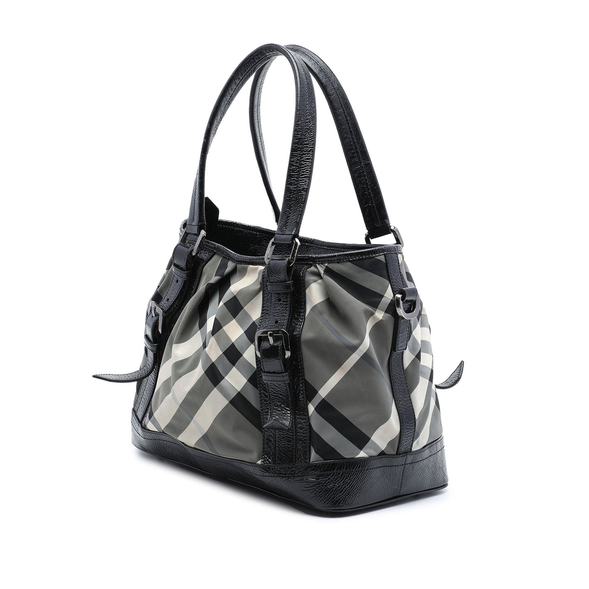 Burberry Medium Beat Check Nylon Lowry Satchel
