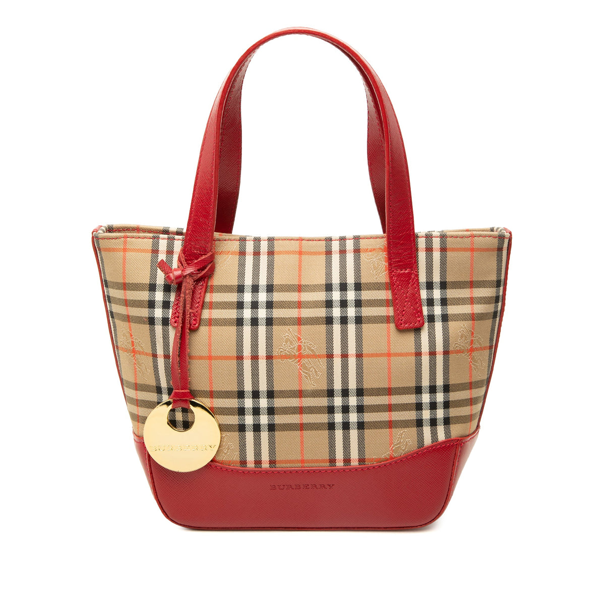 Burberry Haymarket Check Canvas Handbag — Beige