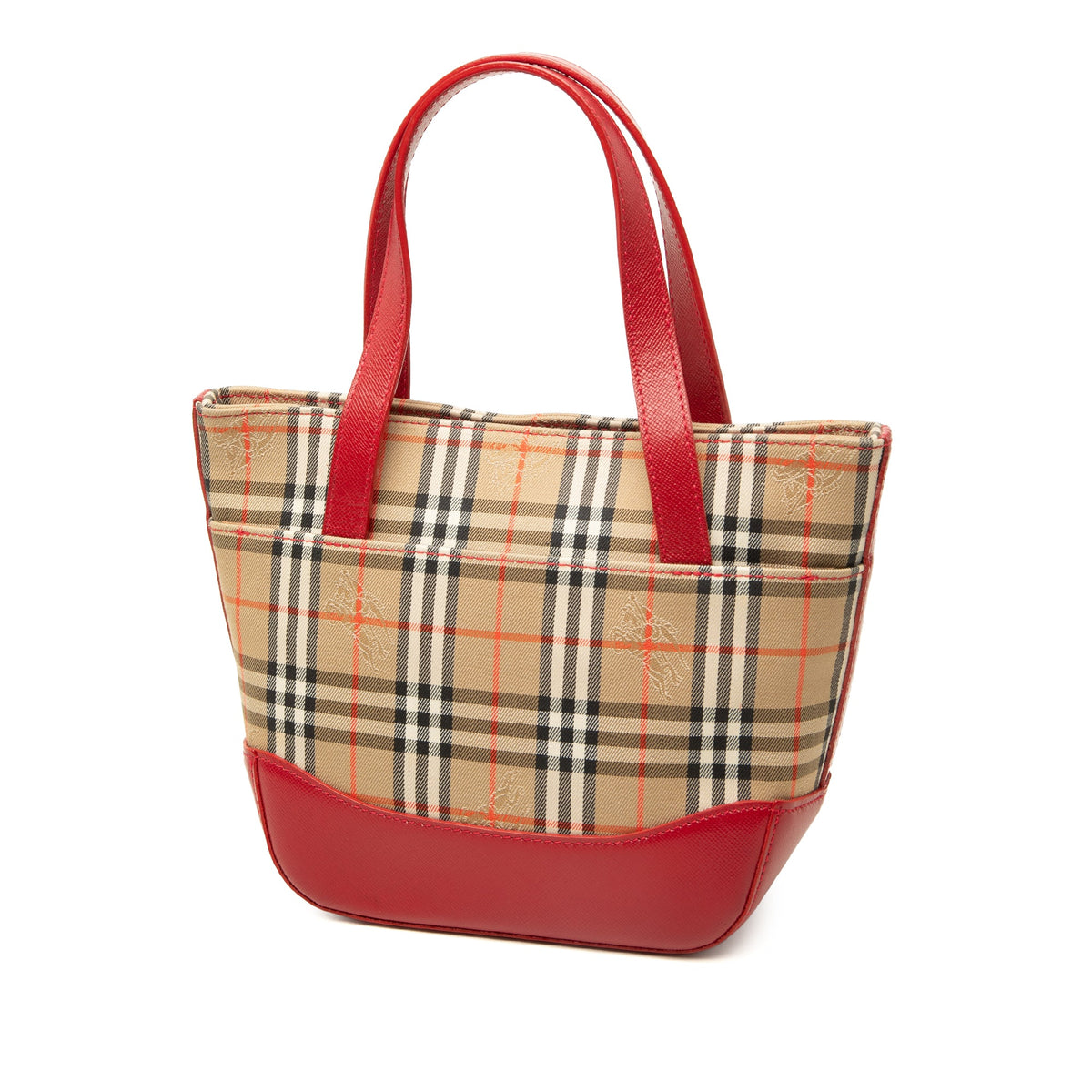 Burberry Haymarket Check Canvas Handbag — Beige