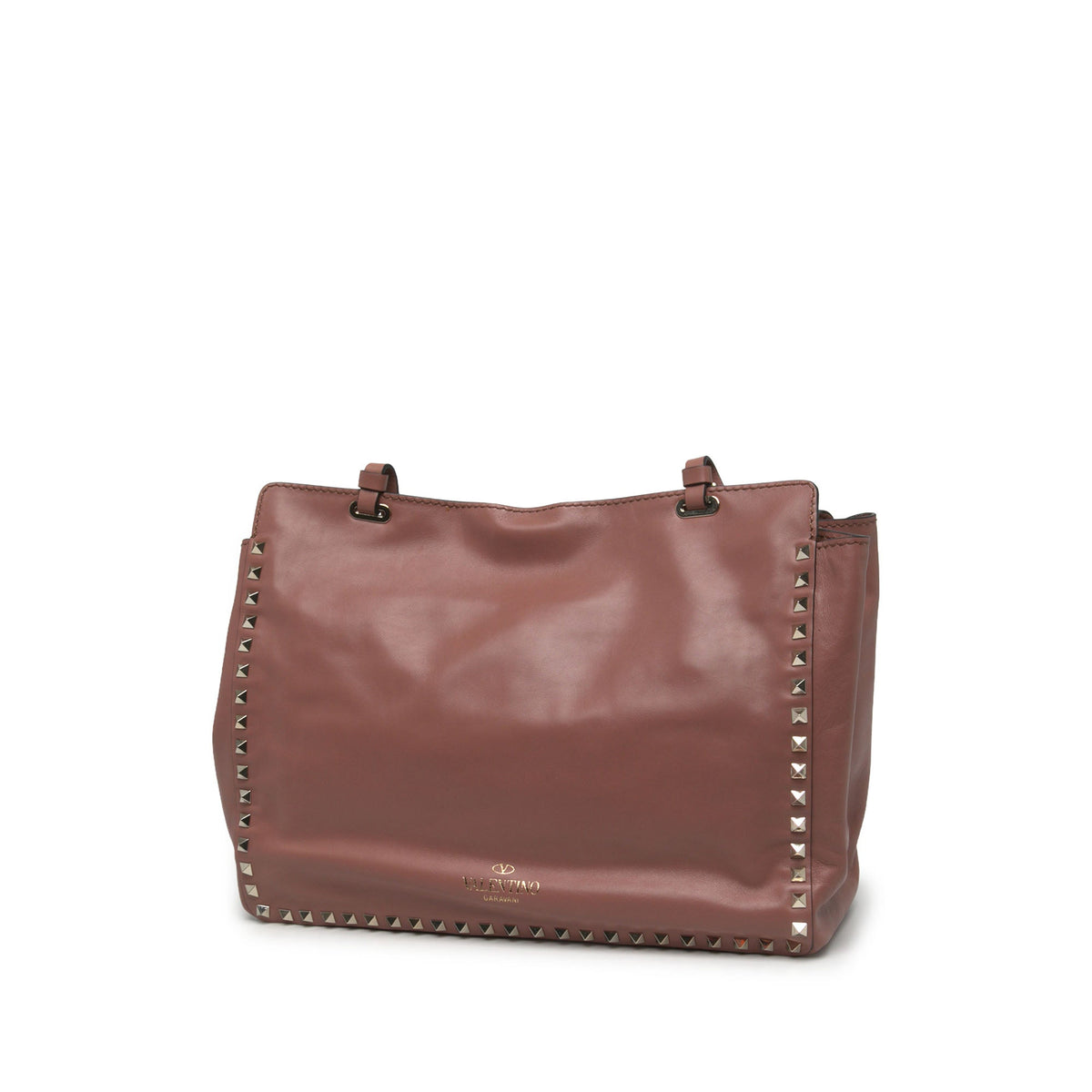Valentino Medium Leather Rockstud Trapeze Satchel — Pink