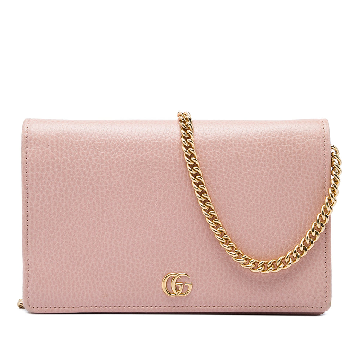 Gucci GG Marmont Calfskin Wallet On Chain — Pink