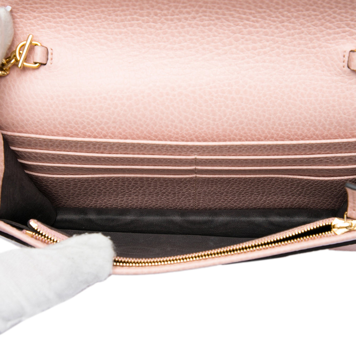 Gucci GG Marmont Calfskin Wallet On Chain — Pink