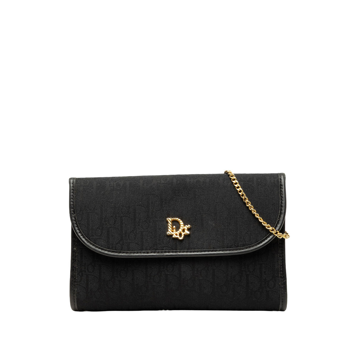 Dior Diorissimo Trotter Canvas Chain Shoulder Bag — Black