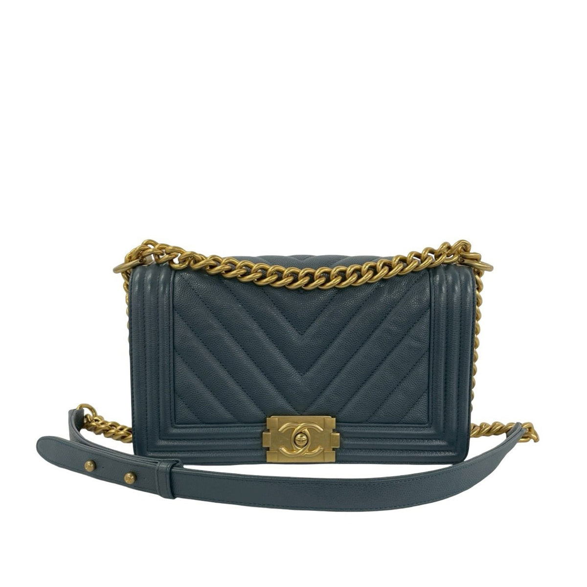Chanel Old Medium Chevron Calfskin Boy Flap