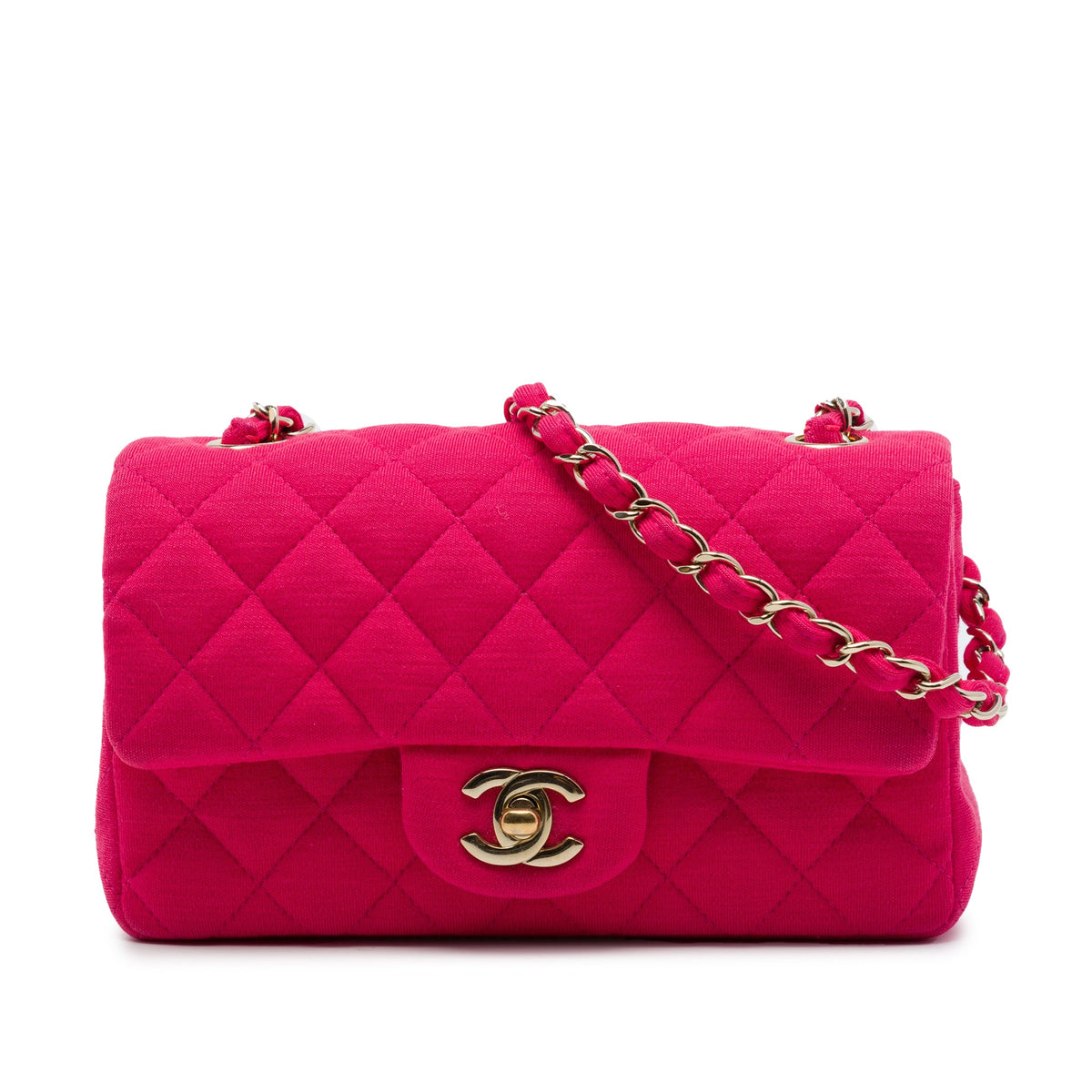 Chanel Mini Rectangular Classic Jersey Single Flap — Pink