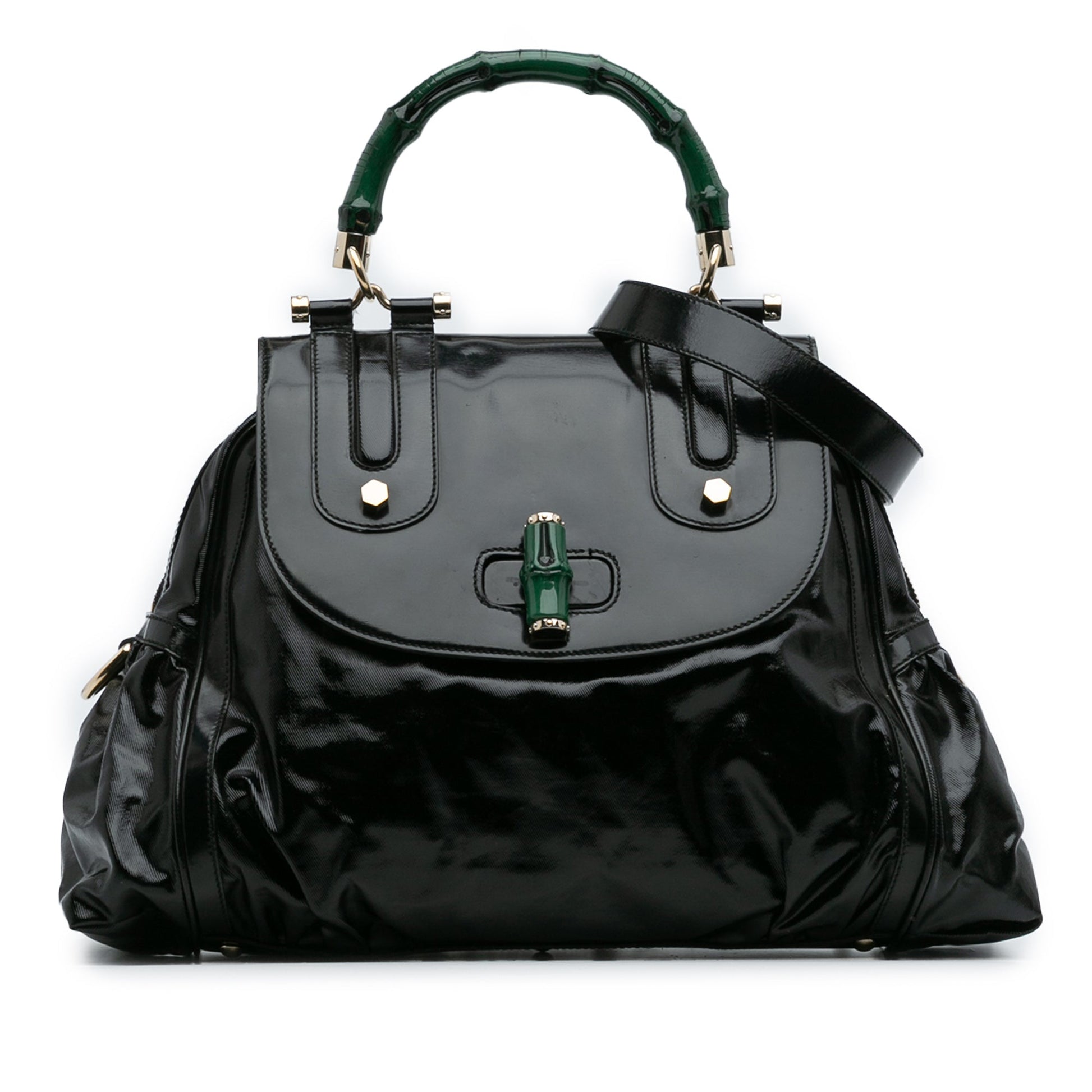 Gucci Dialux Pop Coated Canvas Bamboo Top Handle Bag
