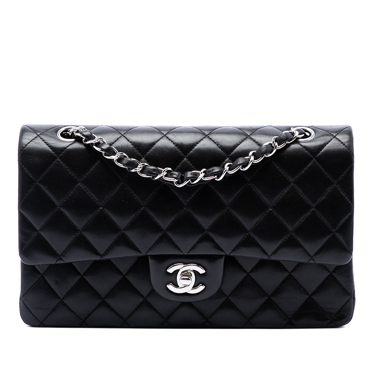 Chanel Medium Classic Lambskin Double Flap — Black