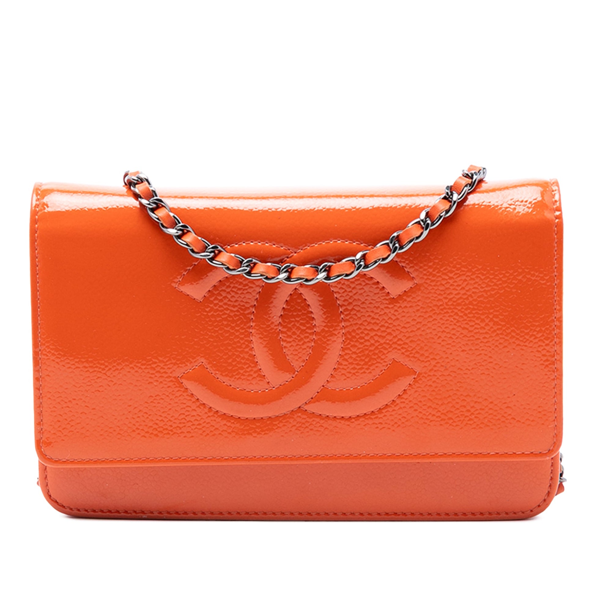 Chanel CC Patent Caviar Wallet On Chain