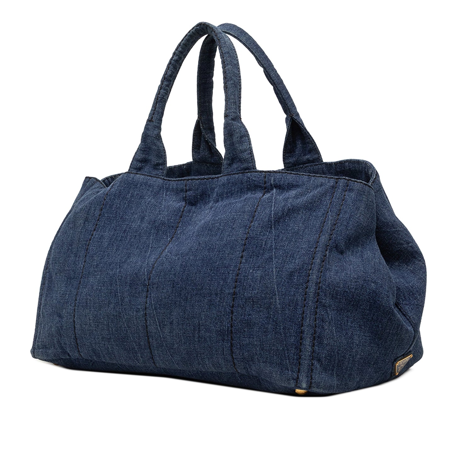 Prada Large Denim Canapa Logo Satchel