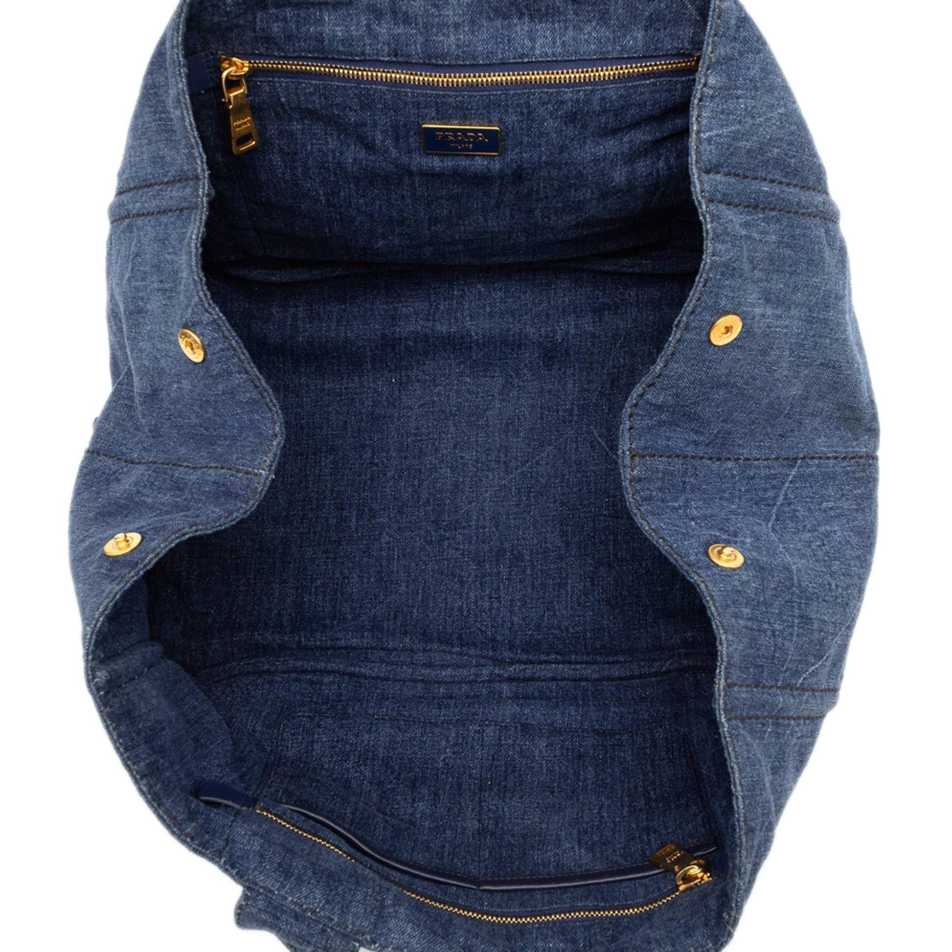 Prada Large Denim Canapa Logo Satchel
