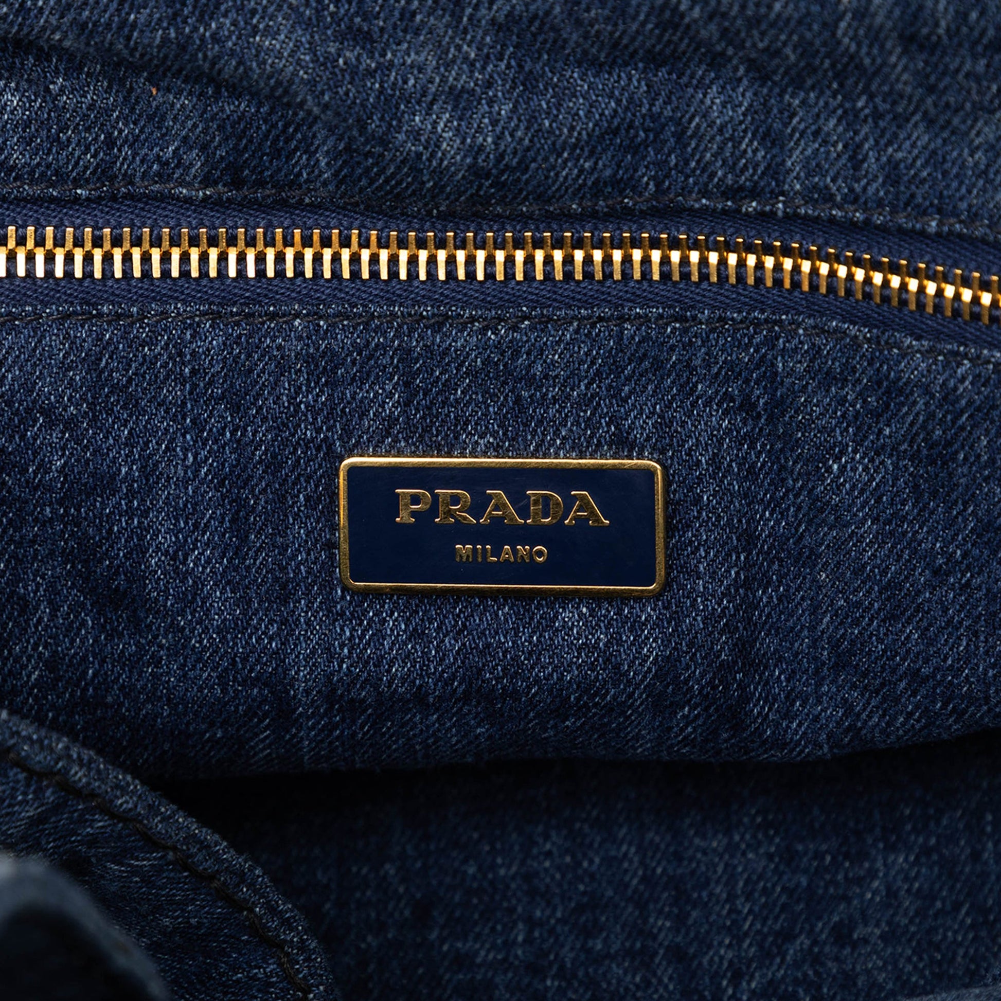 Prada Large Denim Canapa Logo Satchel