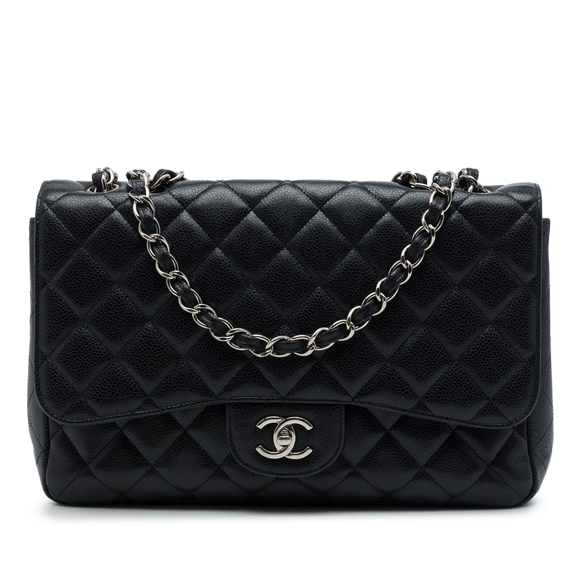 Chanel Jumbo Classic Caviar Single Flap — Black