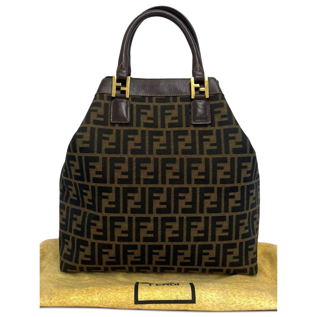 Fendi Zucca Canvas Tote — Brown