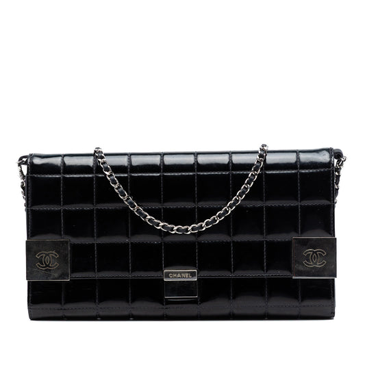 Chanel CC Chocolate Bar Patent Clutch on Chain