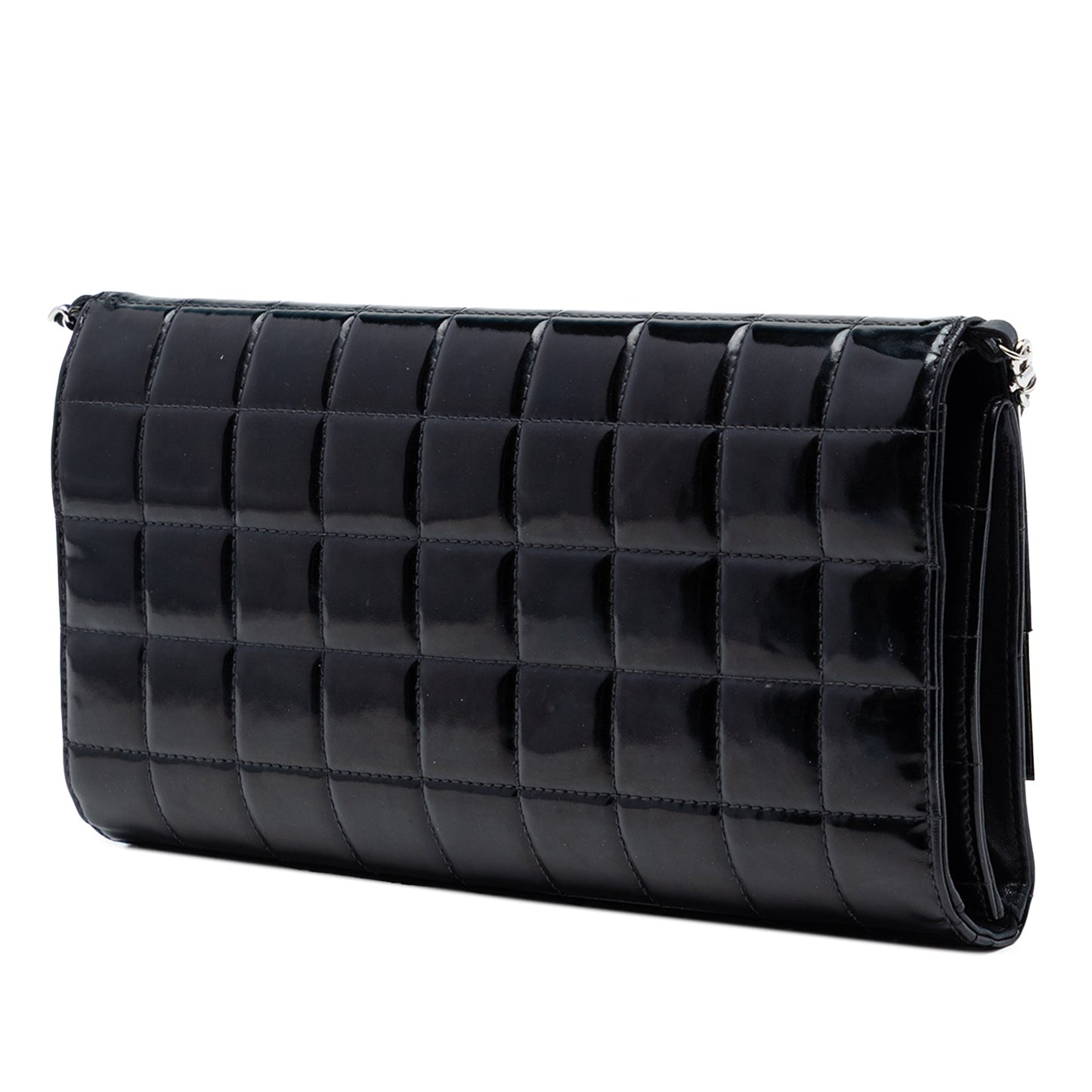 Chanel CC Chocolate Bar Patent Clutch on Chain