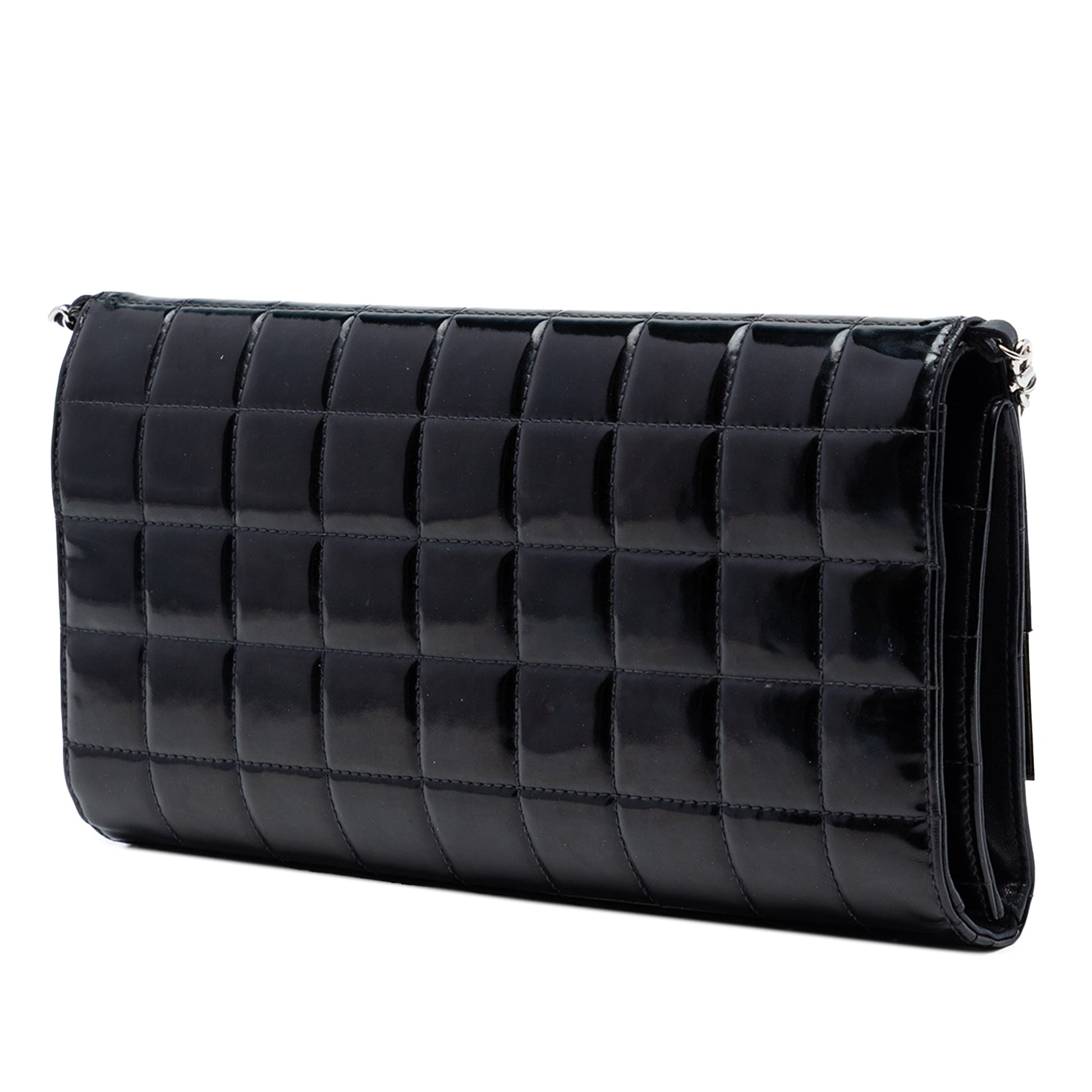 Chanel CC Chocolate Bar Patent Clutch on Chain