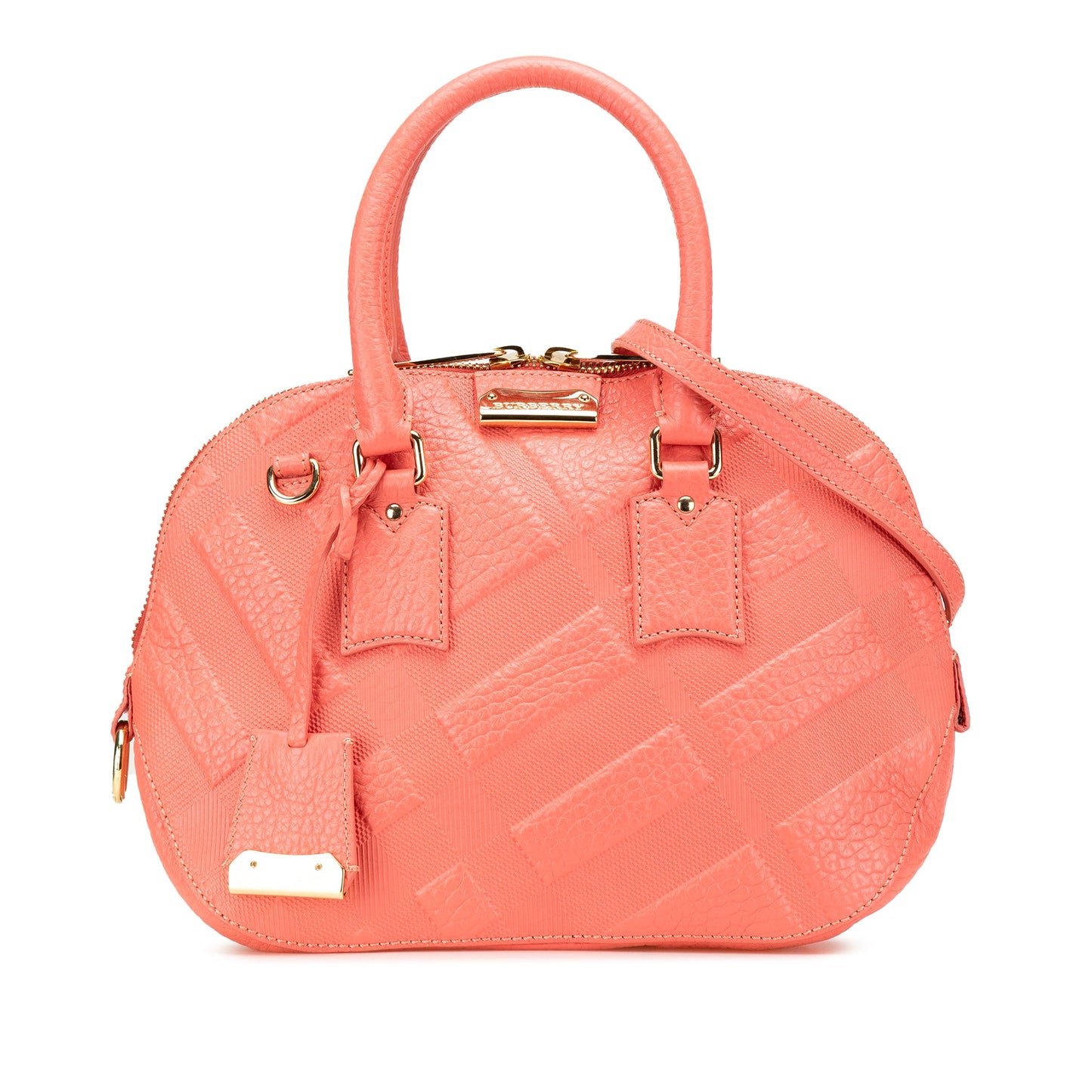 Burberry Small Heritage Grain Check Embossed Orchard Bowling Bag