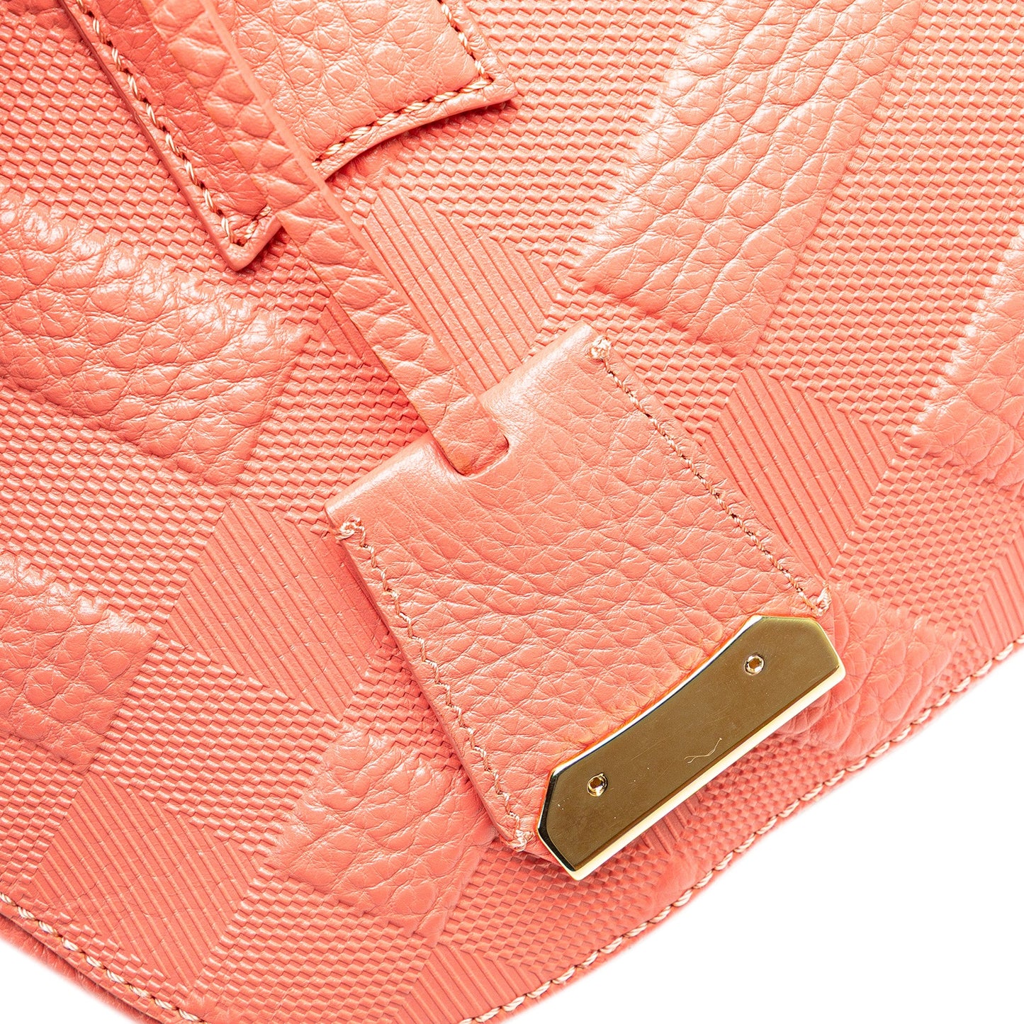 Burberry Small Heritage Grain Check Embossed Orchard Bowling Bag