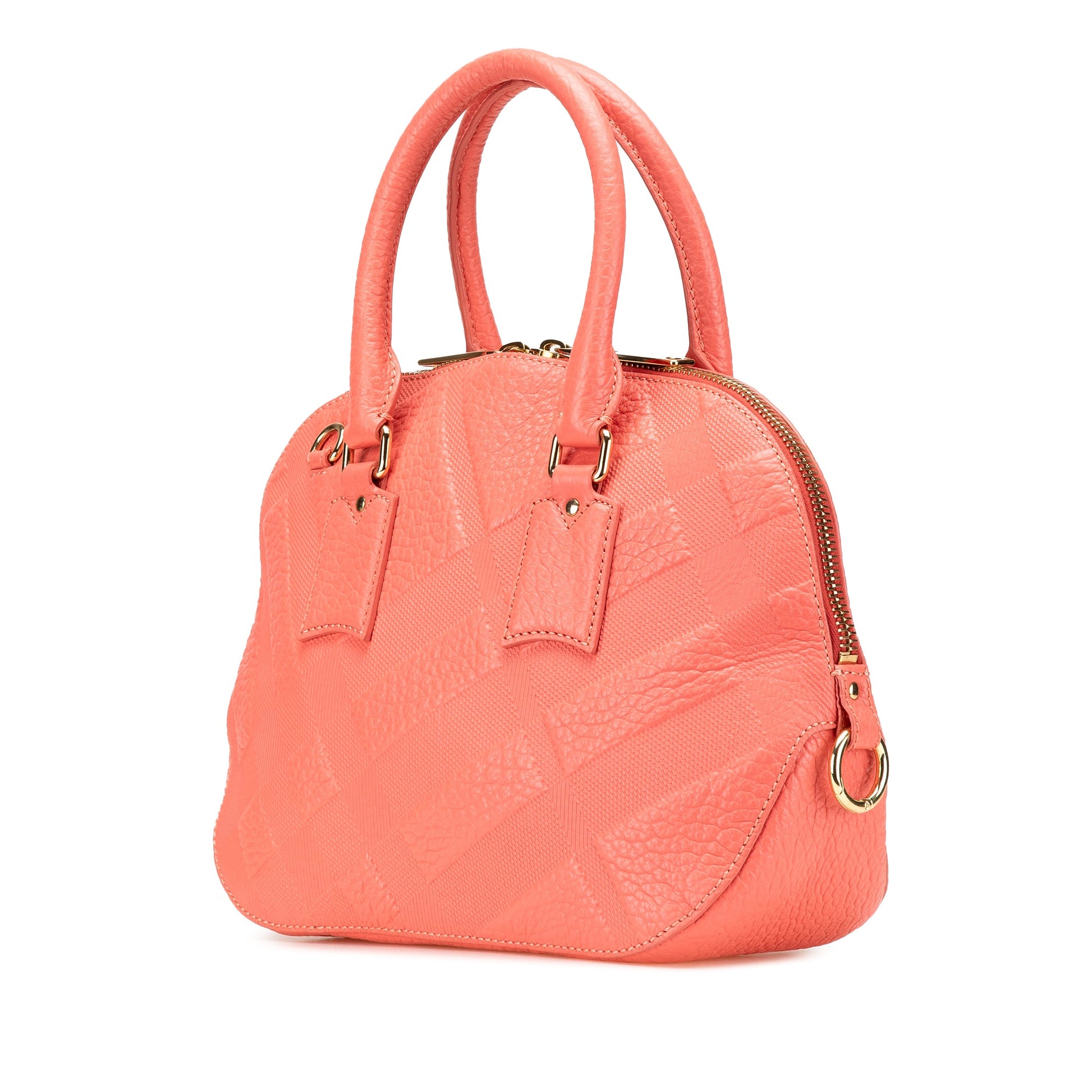 Burberry Small Heritage Grain Check Embossed Orchard Bowling Bag