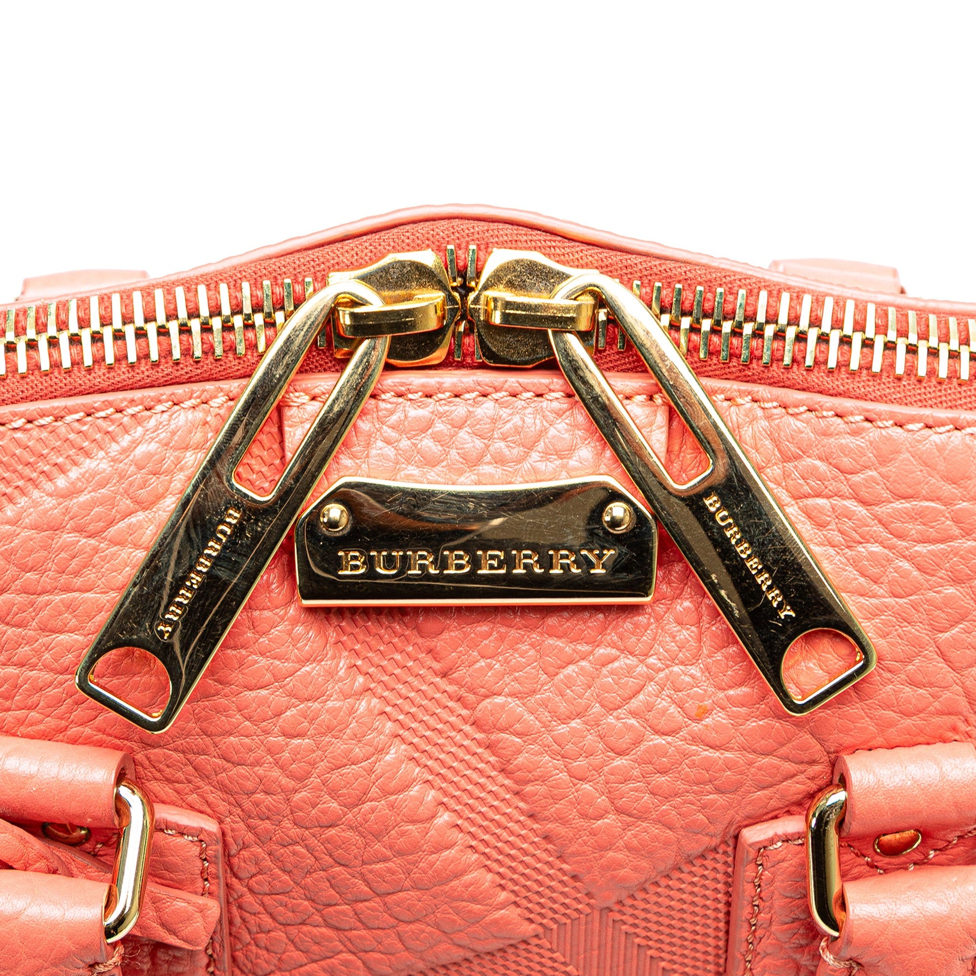 Burberry Small Heritage Grain Check Embossed Orchard Bowling Bag