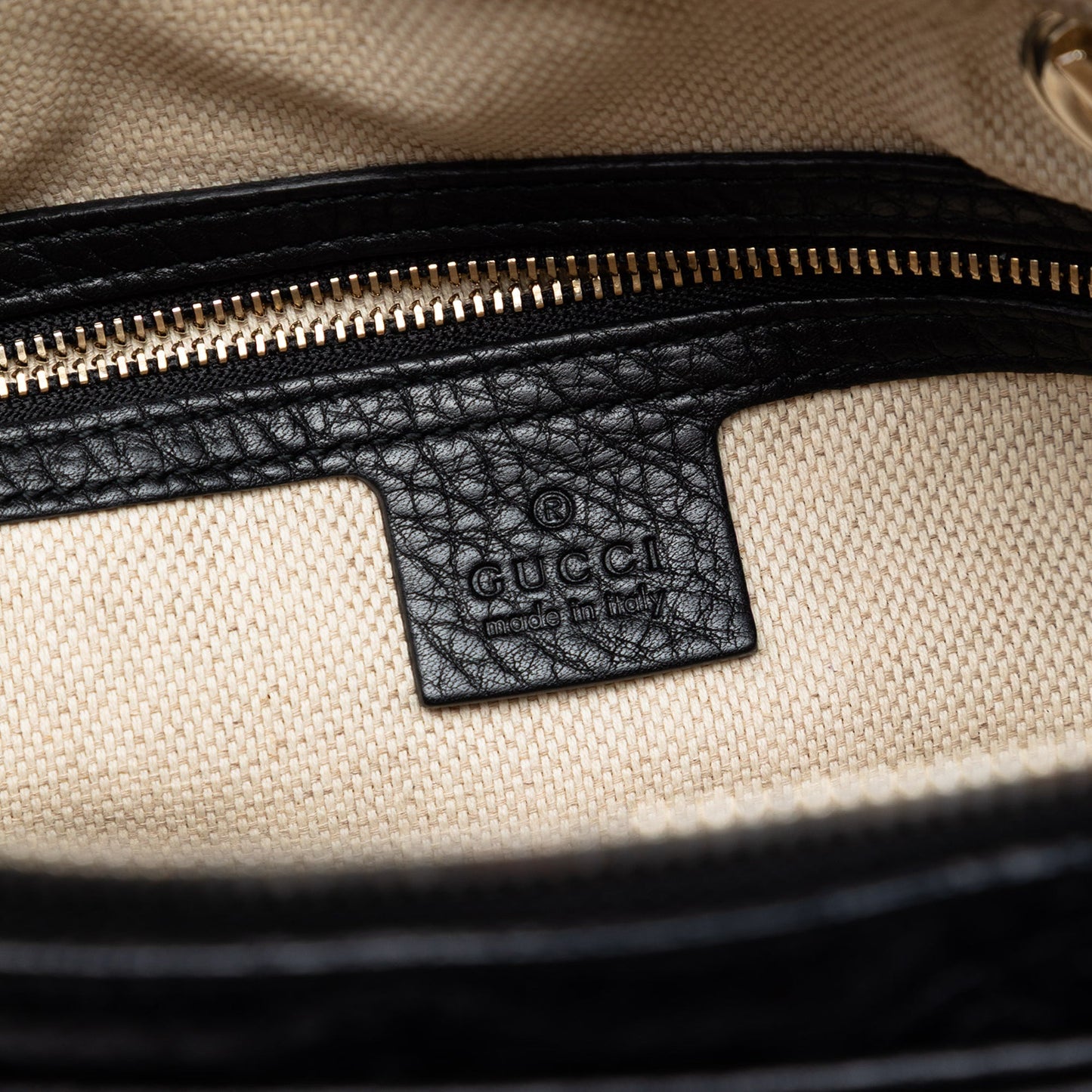 Gucci Pebbled Calfskin Soho Chain Zip Shoulder Bag