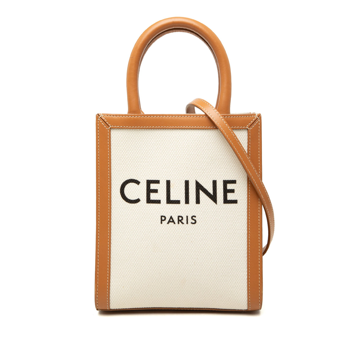 Celine Mini Canvas Vertical Cabas Tote — Brown