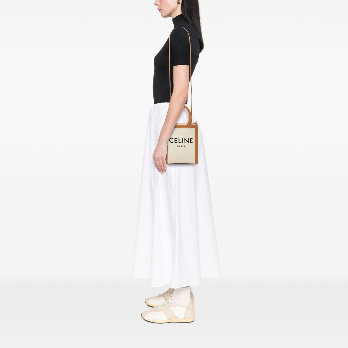 Celine Mini Canvas Vertical Cabas Tote — Brown