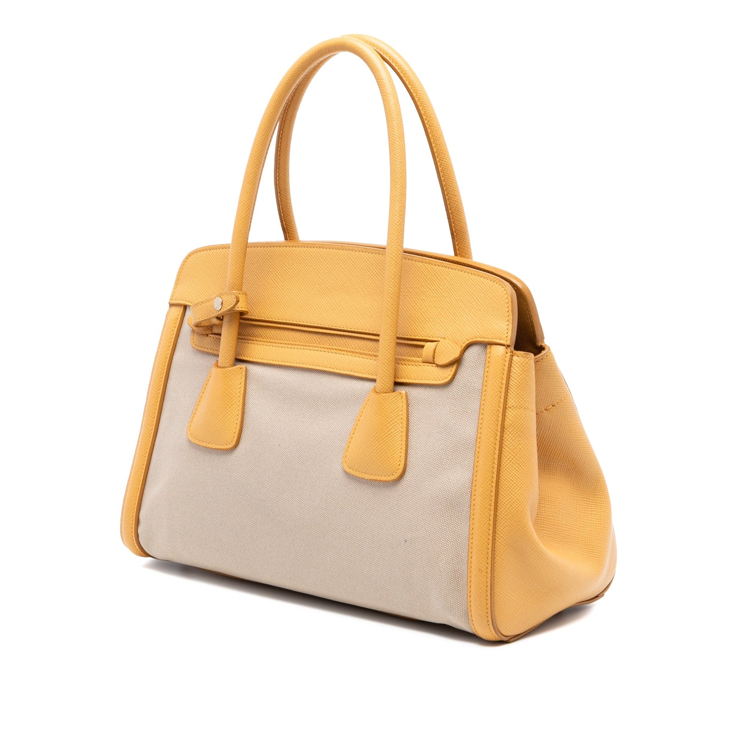 Prada Saffiano Cuir Trimmed Canapa Satchel