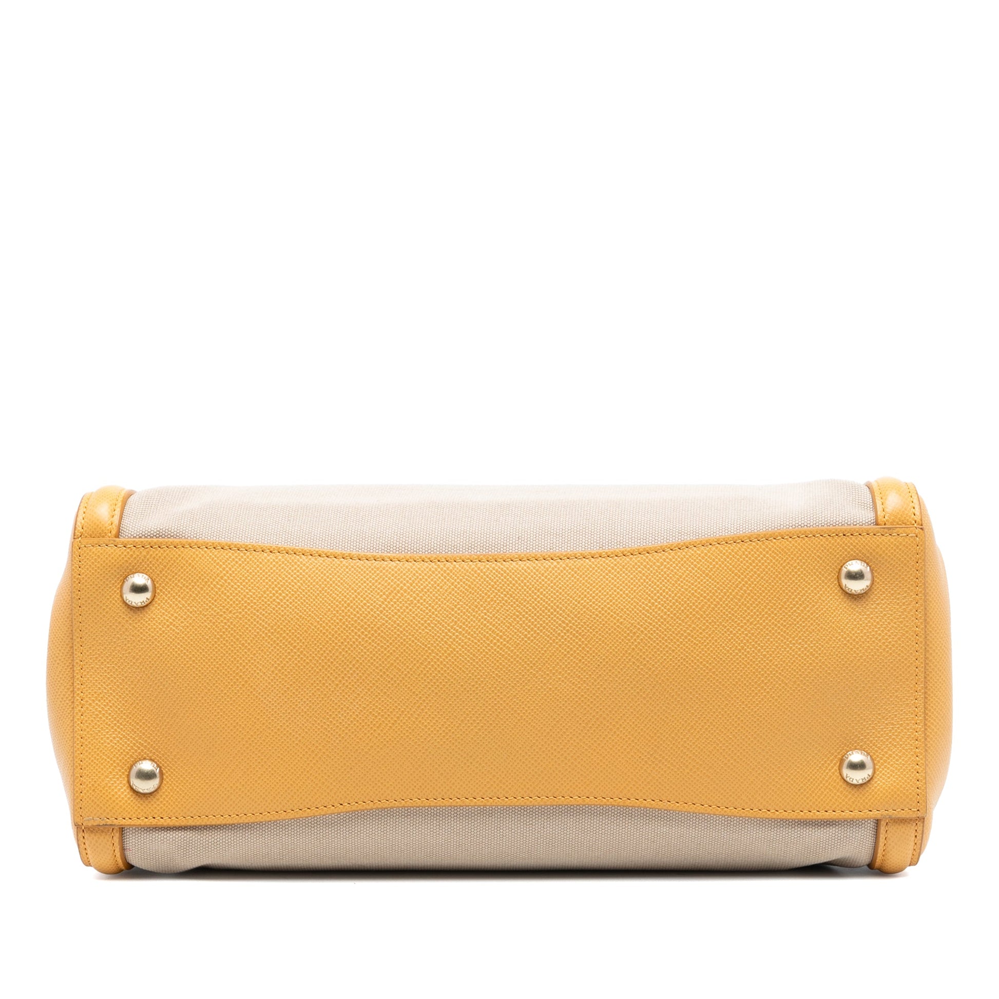 Prada Saffiano Cuir Trimmed Canapa Satchel