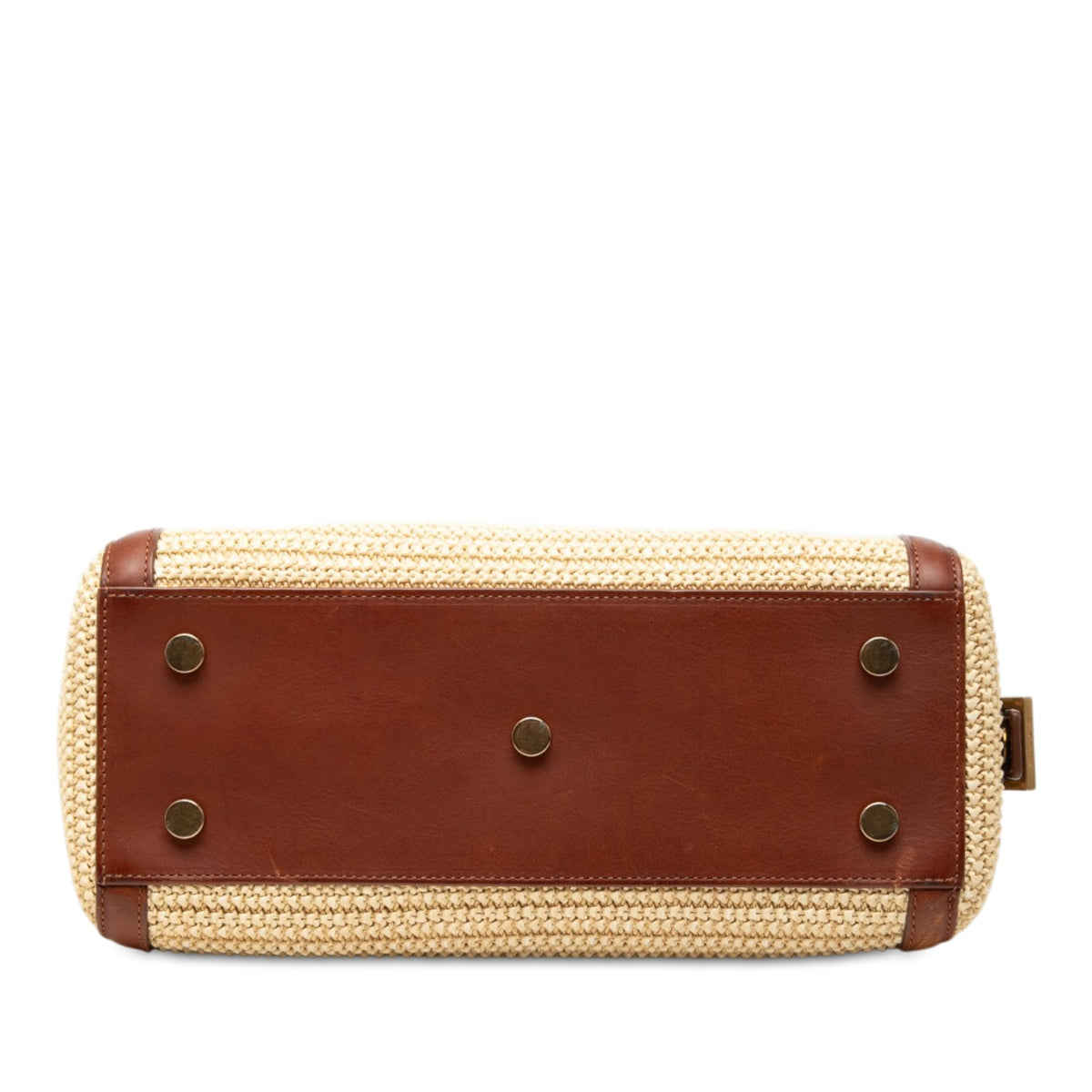 Saint Laurent Baby Raffia Monogram Downtown Cabas Satchel — Beige