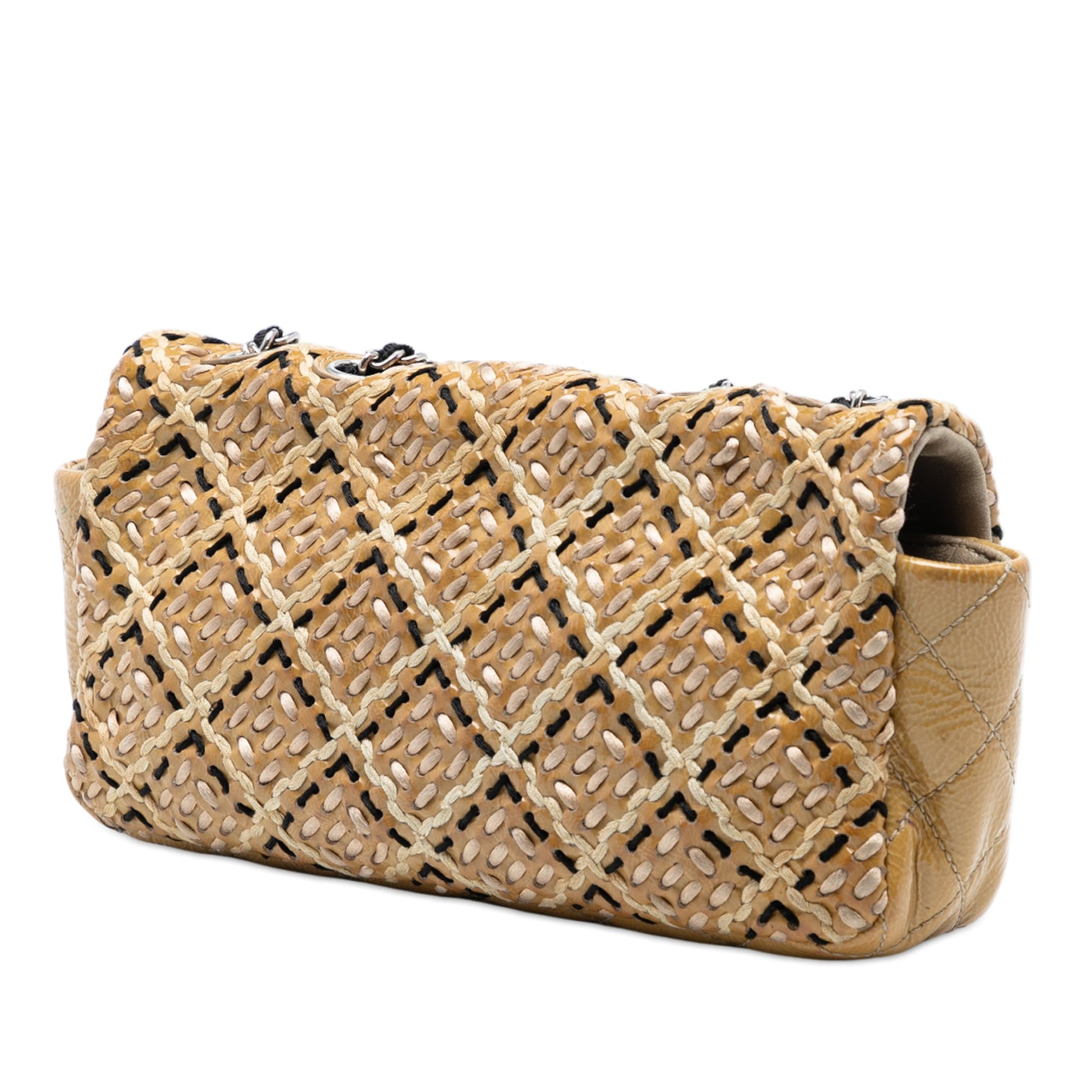 Chanel CC Patent Woven Stitch Full Flap