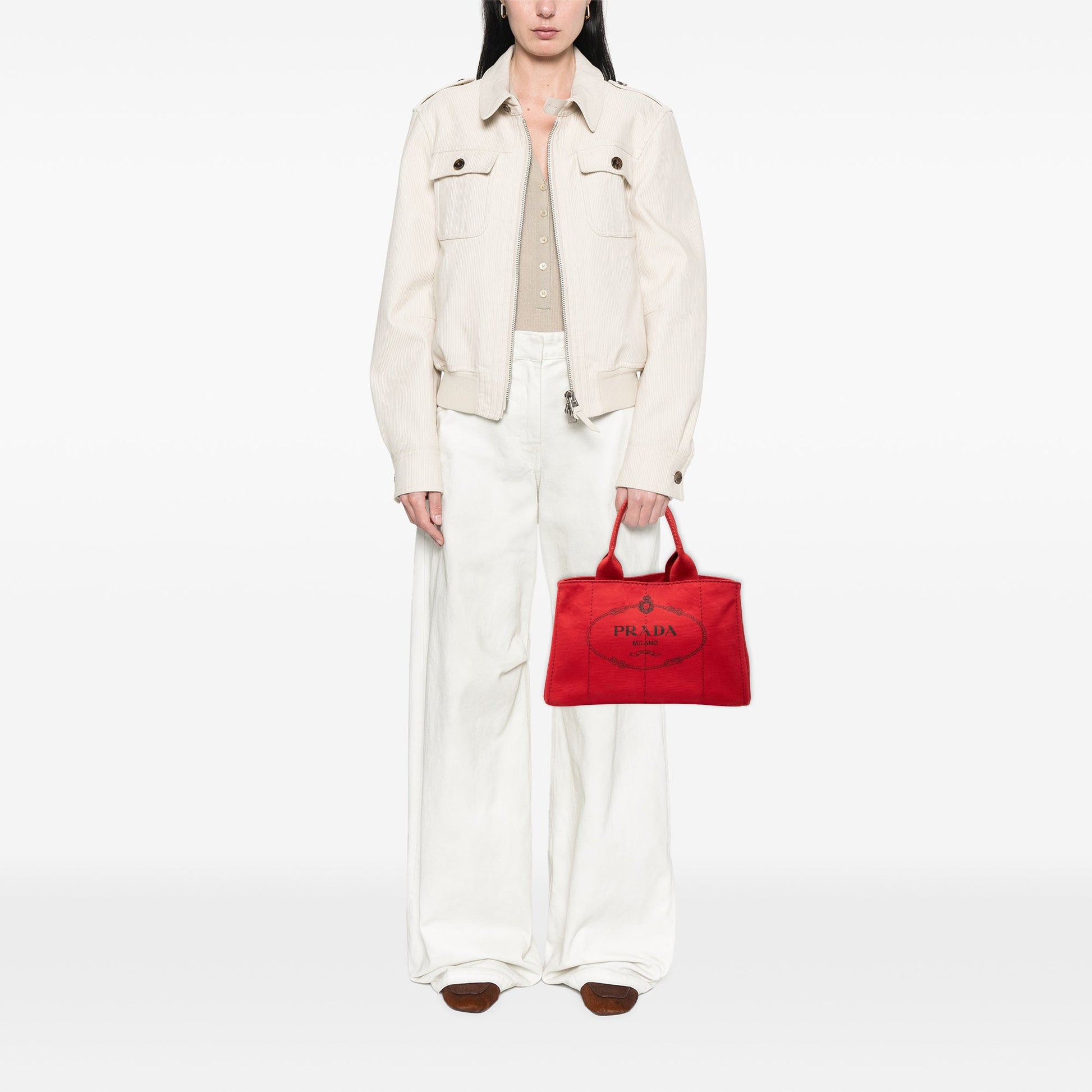 Prada Canvas Canapa Logo Satchel