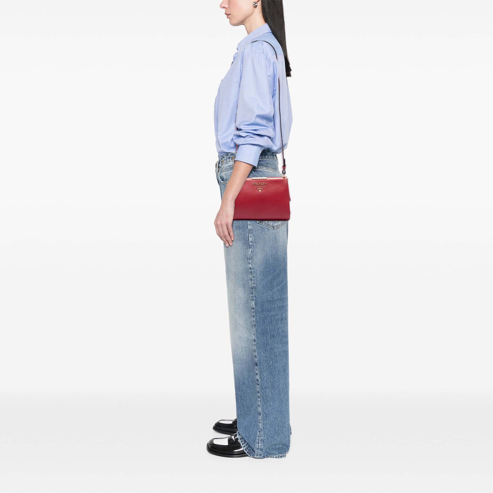 Prada Saffiano and City Calf Light Frame Crossbody