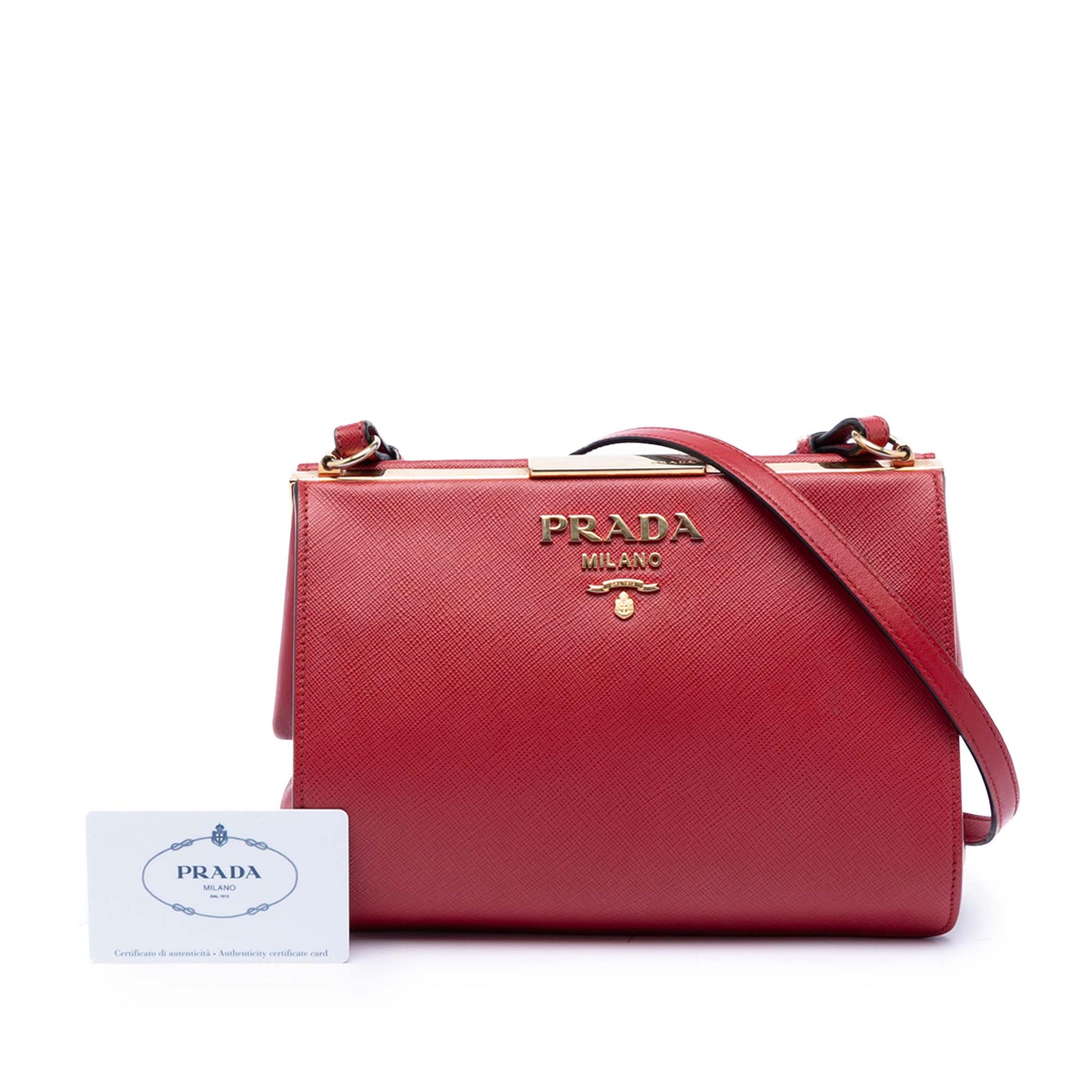 Prada Saffiano and City Calf Light Frame Crossbody